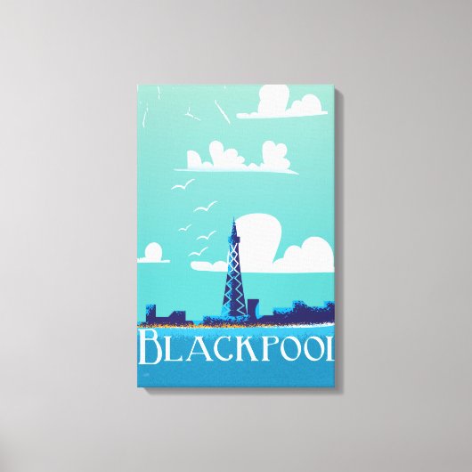 Blackpool, Engelstalig poster voor het reizen Canvas Afdruk (Voorkant)