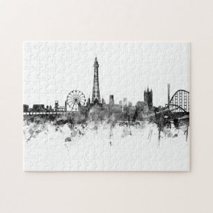 Blackpool England Skyline Black White Legpuzzel