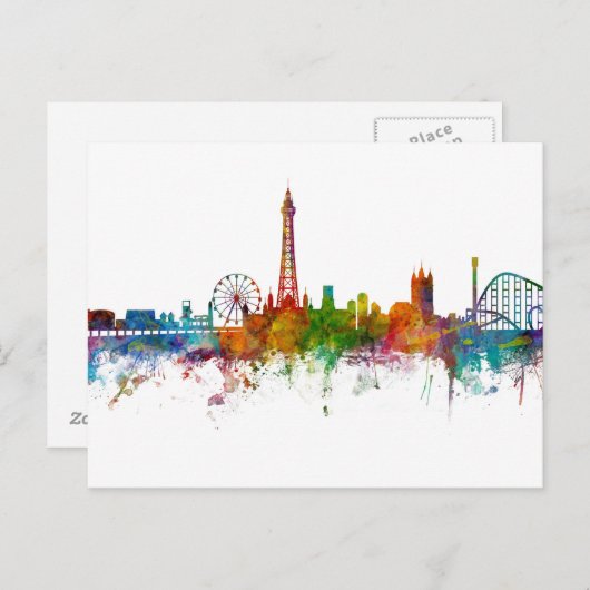 Blackpool England Skyline Briefkaart (Voorkant / Achterkant)