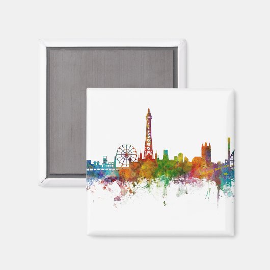 Blackpool England Skyline Magneet (Voorkant / Achterkant)
