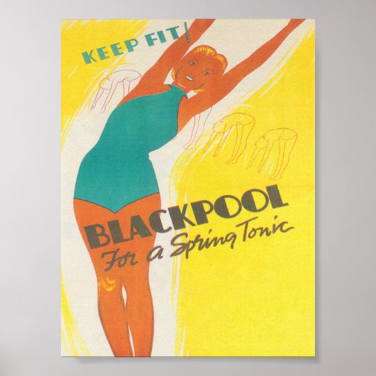 Blackpool England Vintage Travel Poster (Voorkant)