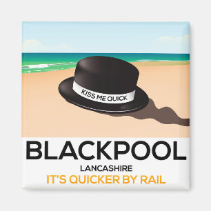 Blackpool "kiss me quick" hoed reis trein poster magneet