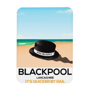 Blackpool "kiss me quick" hoed reis trein poster magneet