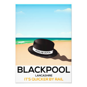 Blackpool "kus me quick" pet trein poster