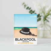 Blackpool "kus me quick" pet trein poster briefkaart (Staand voorkant)