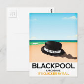 Blackpool "kus me quick" pet trein poster briefkaart (Voorkant / Achterkant)