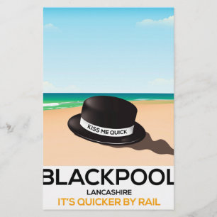 Blackpool "kus me quick" pet trein poster briefpapier