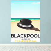 Blackpool "kus me quick" pet trein poster canvas afdruk (Insitu (Houten vloer))