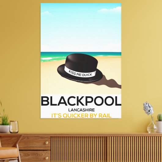 Blackpool "kus me quick" pet trein poster canvas afdruk (Insitu (Woonkamer))