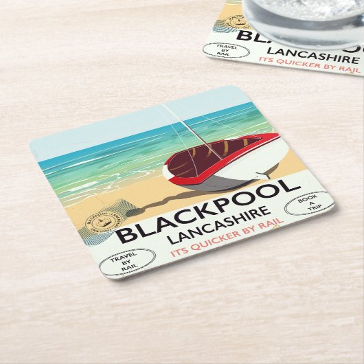 Blackpool, lancashire, spoorposter kartonnen onderzetters (Schuin)