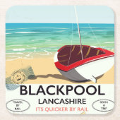 Blackpool, lancashire, spoorposter kartonnen onderzetters (Voorkant)
