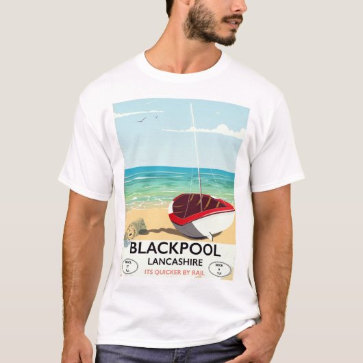 Blackpool, Lancashire, spoorposter T-shirt (Voorkant)