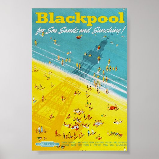 Blackpool Retro Vintage Travel Poster afdrukken (Voorkant)
