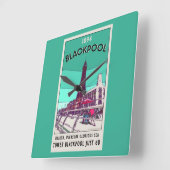 Blackpool Seaside Resort England Art Vierkante Klok (Hoek)