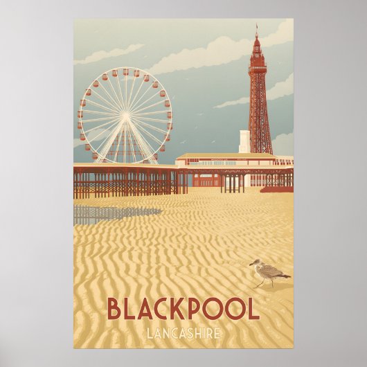 Blackpool Seaside Travel Poster (Voorkant)