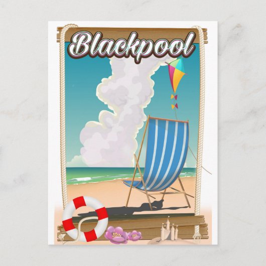Blackpool strand reisposter briefkaart (Voorkant)