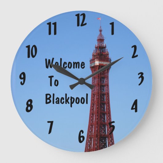 Blackpool Tower Blue Sky Day Grote klok (Voorkant)