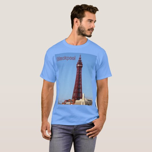 Blackpool Tower Blue Sky Day T-shirt (Voorkant volledig)