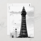 Blackpool Tower en lamp post B/W Briefkaart (Voorkant / Achterkant)