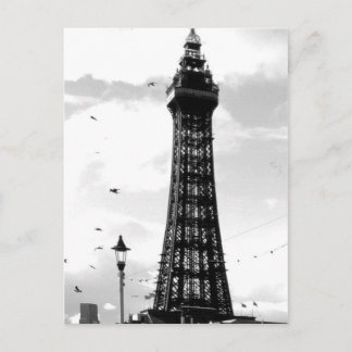 Blackpool Tower en lamp post B/W Briefkaart