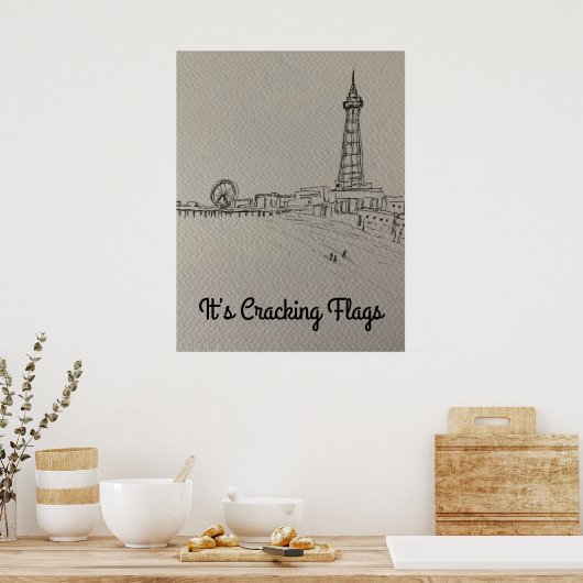 Blackpool Tower Het is de originele kunst van het  Poster (Keuken)