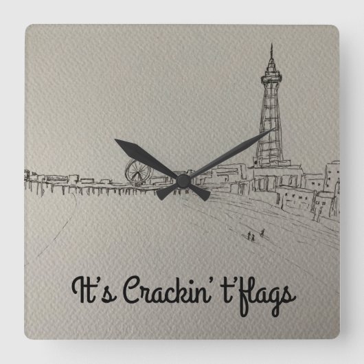 Blackpool Tower Het is de originele kunst van het  Vierkante Klok (Voorkant)