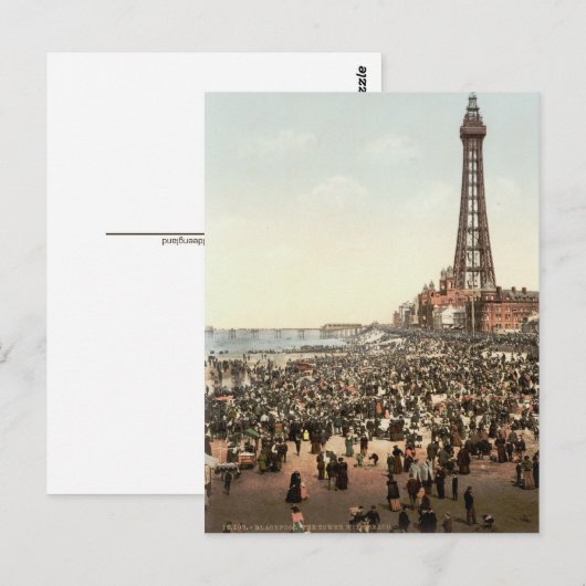 Blackpool Tower, Lancashire, Engeland, c.1895 Briefkaart (Voorkant / Achterkant)
