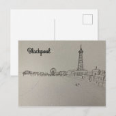 Blackpool Tower Original Art Poster Briefkaart (Voorkant / Achterkant)