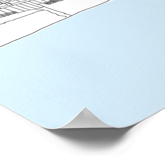 Blackpool Tower, originele lijntekenafdrukken Poster (Hoek)