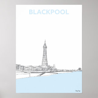 Blackpool Tower, originele lijntekenafdrukken Poster