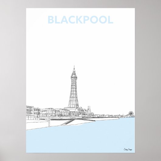 Blackpool Tower, originele lijntekenafdrukken Poster (Voorkant)