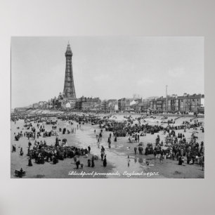 Blackpool Tower & promenade, Engeland c 1905 Poster