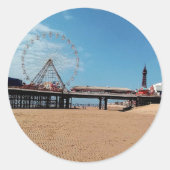 Blackpool Tower Ronde Sticker (Voorkant)