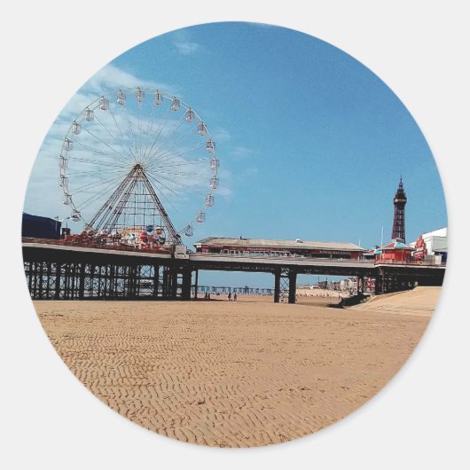 Blackpool Tower Ronde Sticker (Voorkant)
