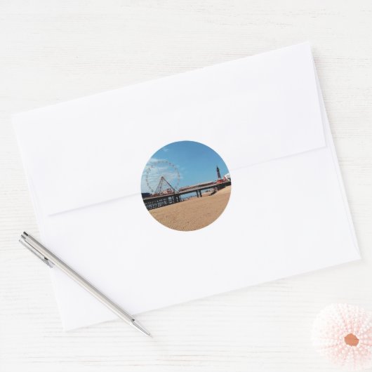 Blackpool Tower Ronde Sticker (Envelop)