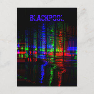 Blackpool Tower Water Reflection, rood, groen, bla Briefkaart