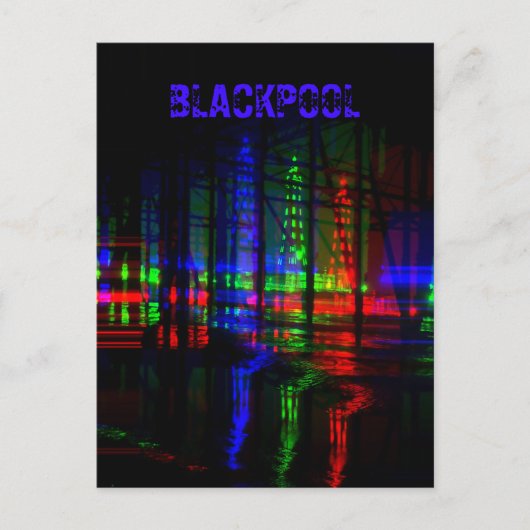 Blackpool Tower Water Reflection, rood, groen, bla Briefkaart (Voorkant)