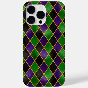 BLACKPURPLE GREEN GOLD MARDI GRAS DIAMOND PATTERNS Case-Mate iPhone 14 PRO MAX HOESJE