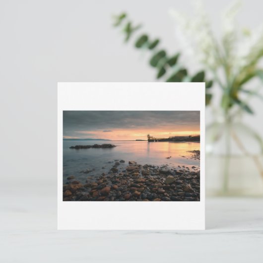 Blackrock zonsondergang bij Salthill strand in Gal Feestdagenkaart (Staand voorkant)