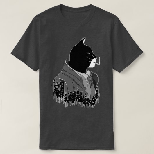 Blacksad Night City zwart-witte noire T-shirt (Design voorkant)