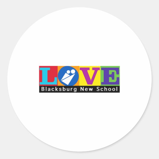 Blacksburg New School Merch Adult Slim Cut Ronde Sticker (Voorkant)