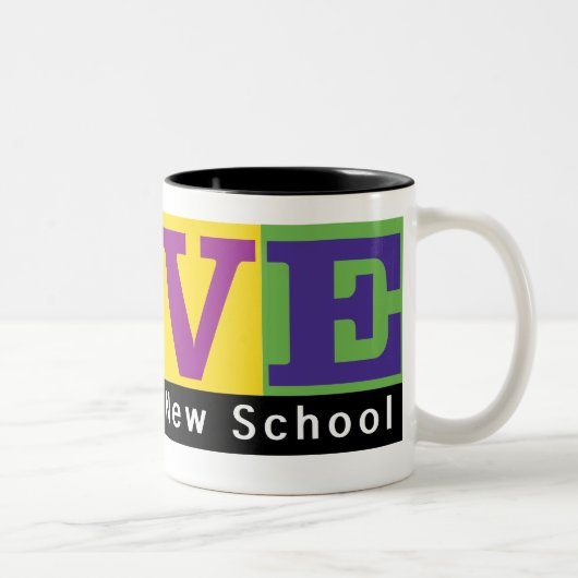 Blacksburg New School Merch Mug Tweekleurige Koffiemok (Rechts)