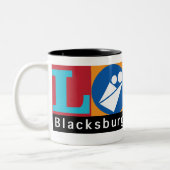 Blacksburg New School Merch Mug Tweekleurige Koffiemok (Links)