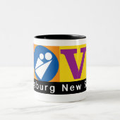Blacksburg New School Merch Mug Tweekleurige Koffiemok (Center)