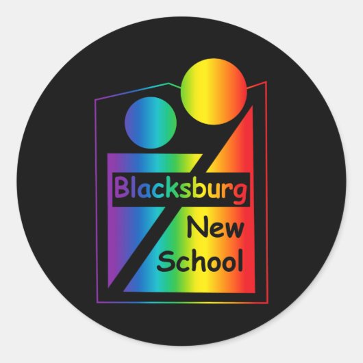 Blacksburg New School Retro Design _1  Ronde Sticker (Voorkant)