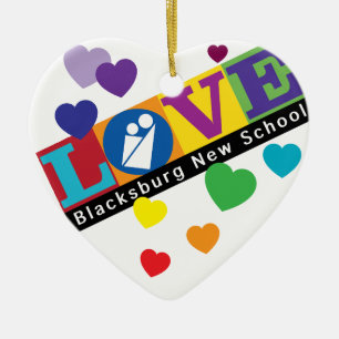 Blacksburg Nieuw School Hart Ornament