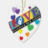Blacksburg Nieuw School Hart Ornament (Links)