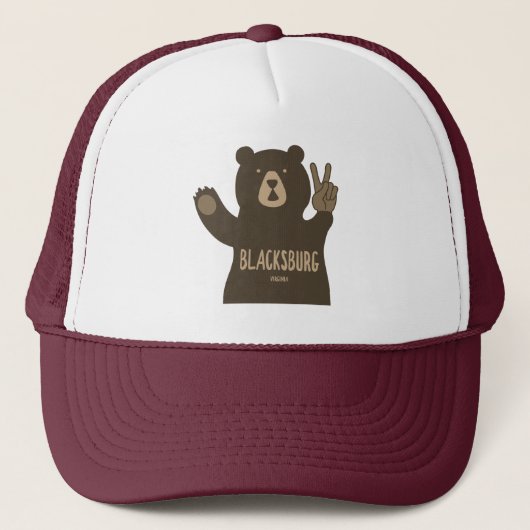 Blacksburg Virginia Peace Bear Trucker Pet (Voorkant)