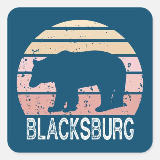 Blacksburg Virginia Retro Beer Vierkante Sticker (Voorkant)