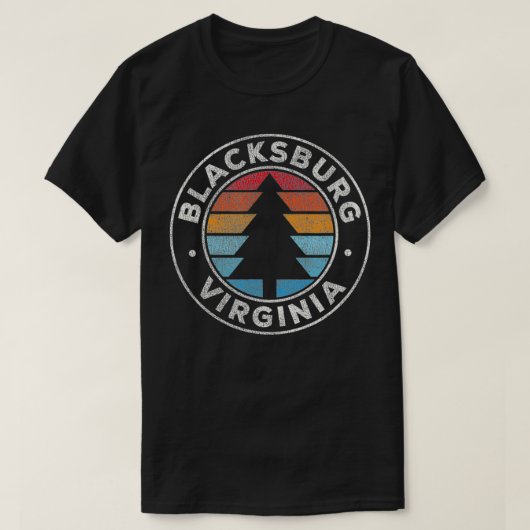 Blacksburg Virginia VA  grafische retro 70's T-shirt (Design voorkant)